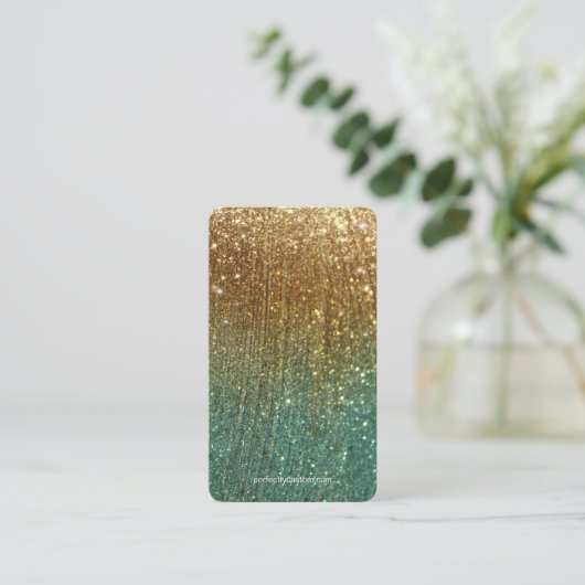 Gold and Teal Glitter Gradient Earring Display 名刺 (スタンド正面)