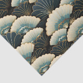 Gold and Teal Japanese-inspire Fan Patterned 薄葉紙 (詳細)