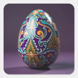 Gold and Teal Swirl Easter Egg スクエアシール
