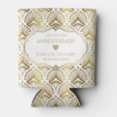 Gold and White Art Deco 50th Wedding Anniversary 缶クーラー (正面)