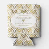 Gold and White Art Deco 50th Wedding Anniversary 缶クーラー (裏面)