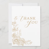 Gold and White Botanical Daisy Garden Wedding サンキューカード (正面)