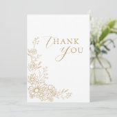 Gold and White Botanical Daisy Garden Wedding サンキューカード (スタンド正面)