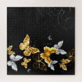 Gold and white butterflies ジグソーパズル (横)