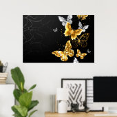 Gold and white butterflies ポスター (ホームオフィス)