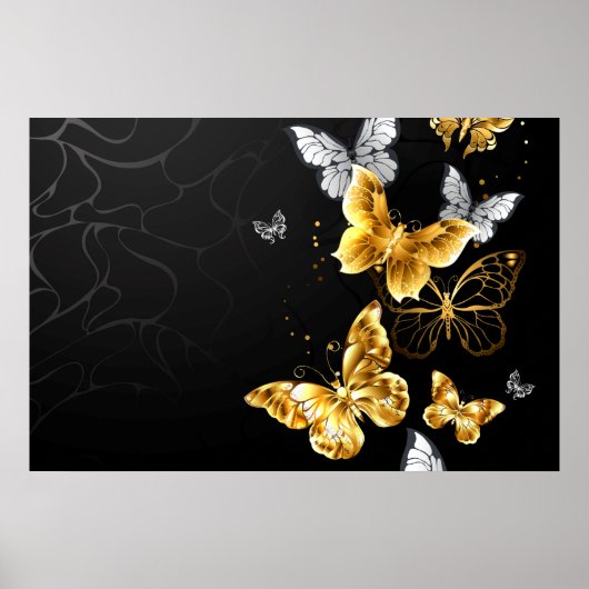 Gold and white butterflies ポスター (正面)