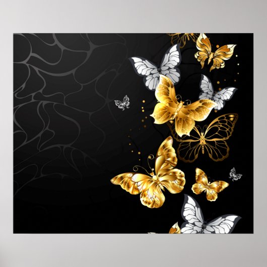Gold and white butterflies ポスター (正面)