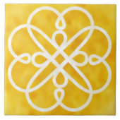 Gold and White Celtic Design Decorative Tile タイル (正面)