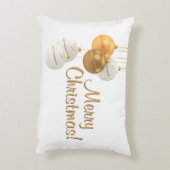 Gold and White Christmas Balls Custom Text アクセントクッション (裏面(縦))
