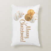 Gold and White Christmas Balls Custom Text アクセントクッション (正面(垂直))