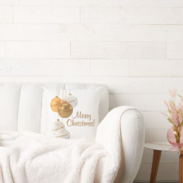 Gold and White Christmas Balls Custom Text クッション