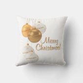 Gold and White Christmas Balls Custom Text クッション (裏面)