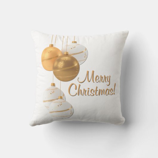 Gold and White Christmas Balls Custom Text クッション (裏面)