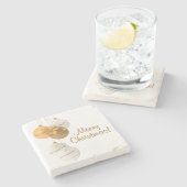 Gold and White Christmas Balls Custom Text ストーンコースター (横)