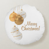 Gold and White Christmas Balls Custom Text ラウンドクッション (裏面)