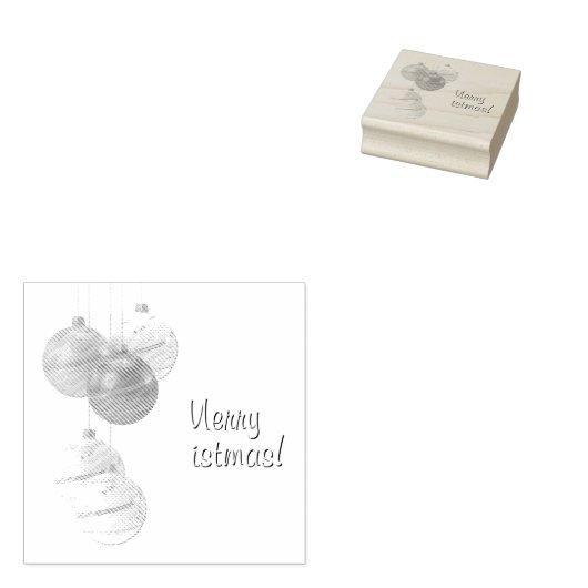 Gold and White Christmas Balls Custom Text ラバースタンプ (押印)
