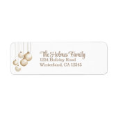 Gold and White Christmas Ornaments Return Address ラベル (正面)