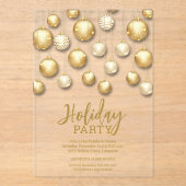 Gold and White Christmas Tree Ornaments アクリル招待状 (正面)