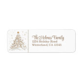Gold and White Christmas Tree Return Address ラベル (正面)