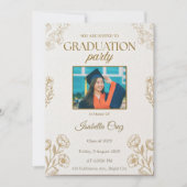 Gold and White Elegant Graduation Party Invitation 招待状 (正面)