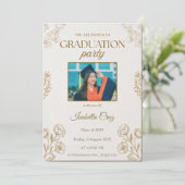 Gold and White Elegant Graduation Party Invitation 招待状 (スタンド正面)