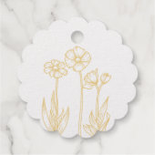 Gold and White Floral Hand Drawn Wedding  フェイバータグ (裏面)