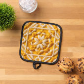 Gold and  White Needlework Look Pot Holder 鍋敷き (トップダウン)