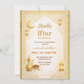 Gold and White Script Iftar Party Invitation 招待状 (正面)
