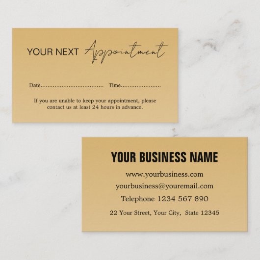 Gold Appointment Card 名刺 (正面/裏面)