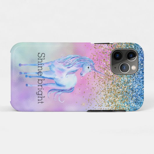 Gold Aqua Glitter Purple Unicorn Sparkle        Case-Mate iPhoneケース (裏面(横))