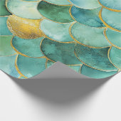 Gold Aqua Mermaid Scale Watercolor Pattern ラッピングペーパー (角)