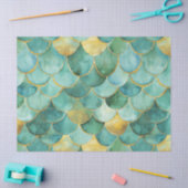 Gold Aqua Mermaid Scale Watercolor Pattern 薄葉紙 (クラフト)