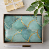 Gold Aqua Mermaid Scale Watercolor Pattern 薄葉紙 (ギフト)