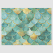 Gold Aqua Mermaid Scale Watercolor Pattern 薄葉紙 (正面)