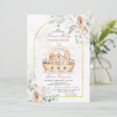 Gold Arch Floral Baptism Noah Ark Invitation  招待状 (スタンド正面)