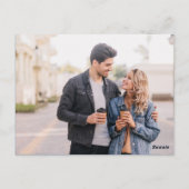 Gold Arch Navy Magnolia Floral Wedding Invitation ポストカード (裏面)