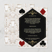Gold Art Deco Casino Vegas Poker Wedding Details エンクロージャーカード (正面/裏面)