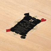 Gold Art Deco Casino Vegas Woman 21st Birthday アクリル招待状 (レイダウン)