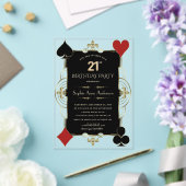 Gold Art Deco Casino Vegas Woman 21st Birthday アクリル招待状 (インサイチュ (ウェディング))