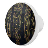 Gold Art Deco Celestial Stars Moons Pattern  セラミックノブ (右)
