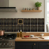 Gold Art Deco Celestial Stars Moons Pattern タイル