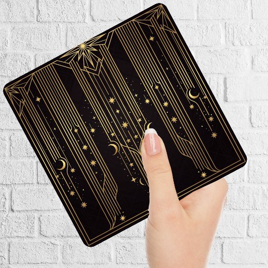 Gold Art Deco Celestial Stars Moons Pattern  タイル