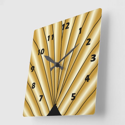 Gold Art Deco Design スクエア壁時計 (傾斜)