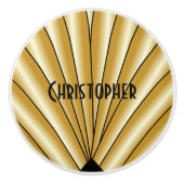 Gold Art Deco Design セラミックノブ (正面)