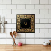 Gold Art Deco Monogram Black Personalized Luxury タイル
