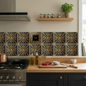 Gold Art Deco Monogram Black Personalized Luxury タイル