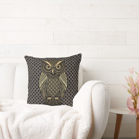 Gold Art Deco Owl クッション (ソファ)