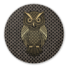 Gold Art Deco Owl セラミックノブ