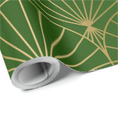 Gold art-deco pattern on green wrapping paper ラッピングペーパー (ロールコーナー)