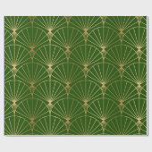 Gold art-deco pattern on green wrapping paper ラッピングペーパー (フラット)